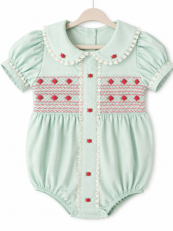 Mint & Pink Pima  Bubble Romper