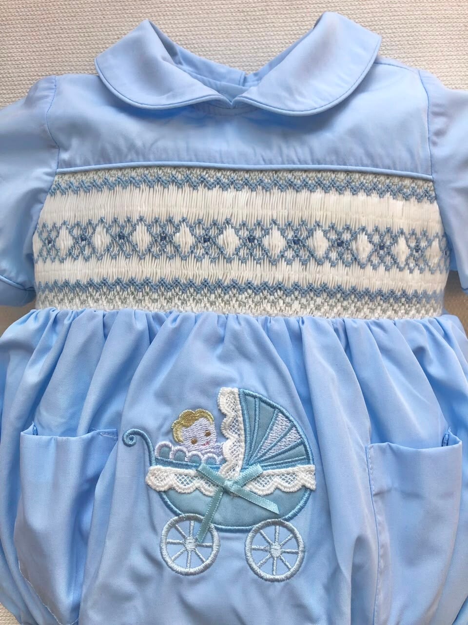 Boys Blue Pram Romper.