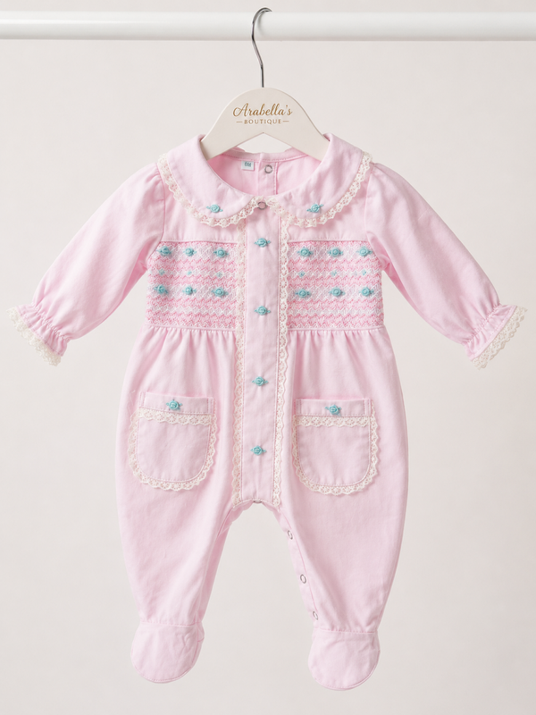 Pima Cotton Pink & Blue Baby Grow
