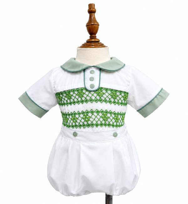Boys White & Green Suit.