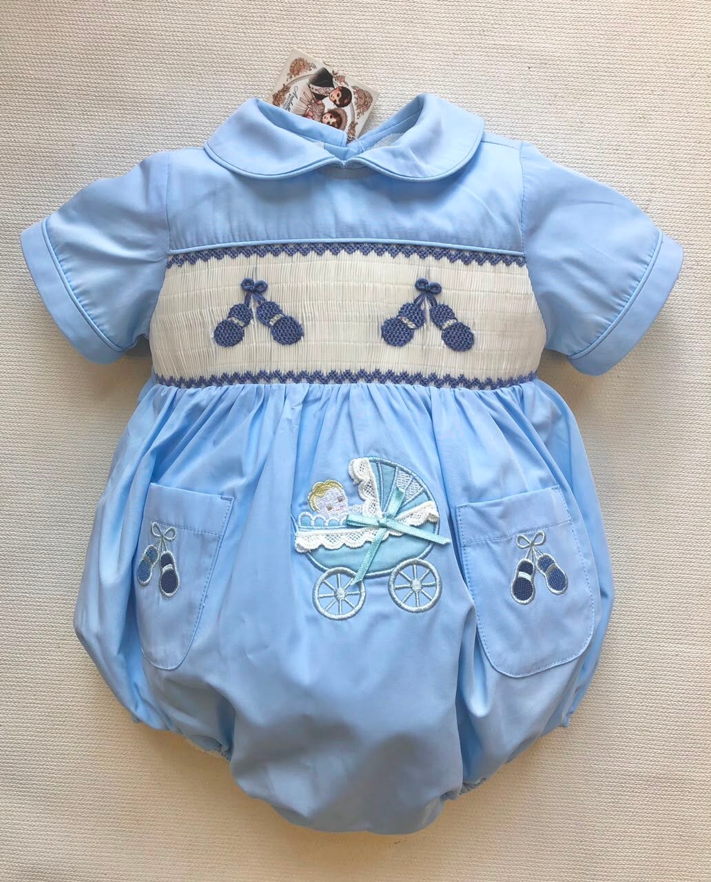 Boys Blue Pram Romper.
