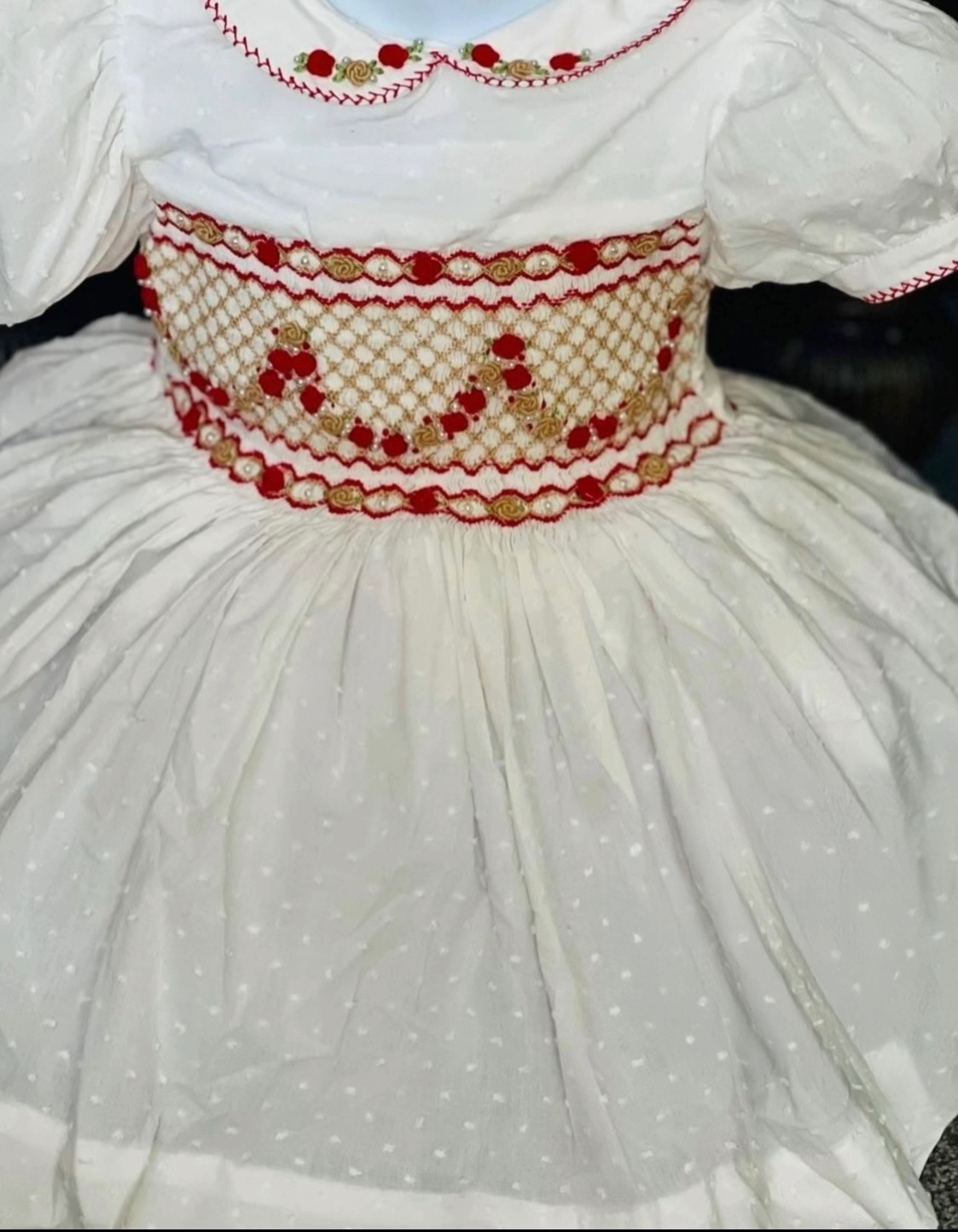 Cream/Red & Gold Garland dress