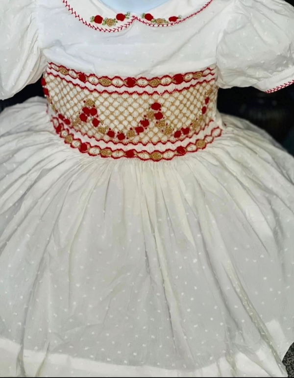 Cream/Red & Gold Garland dress