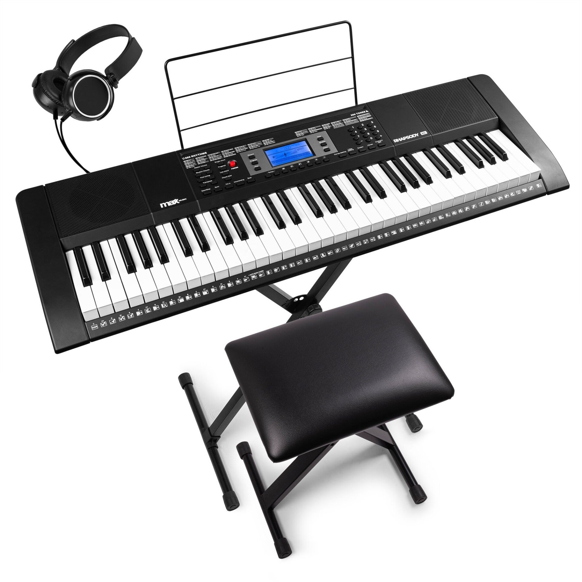 Max Rhapsody61L Electronic Keyboard with 61 lighted keys Set