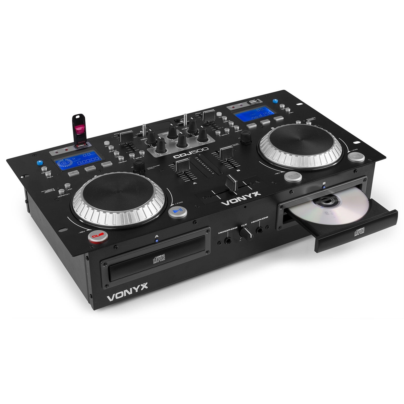 CDJ500 DUBBELE SPELER MET VERSTERKER CD/MP3/USB/BT