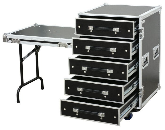 PD-FA6 5 DRAWER 3U ENGINEER FLIGHTCASE + TABLE