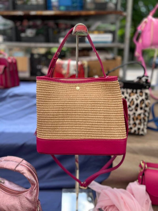 Borsa rafia e pelle