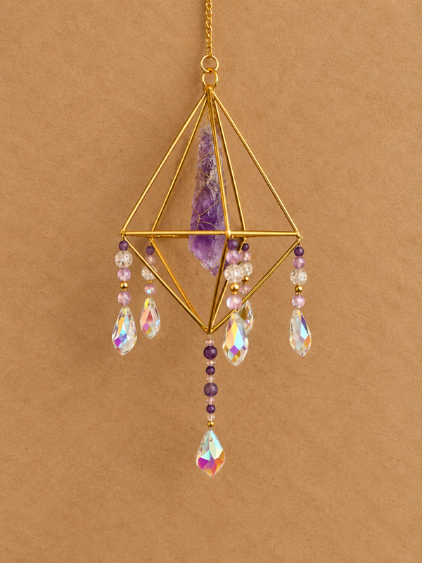 Suncatcher ruwe amethist punt