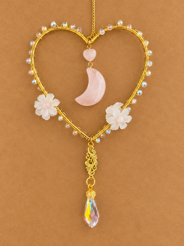 Suncatcher rozenkwarts hart