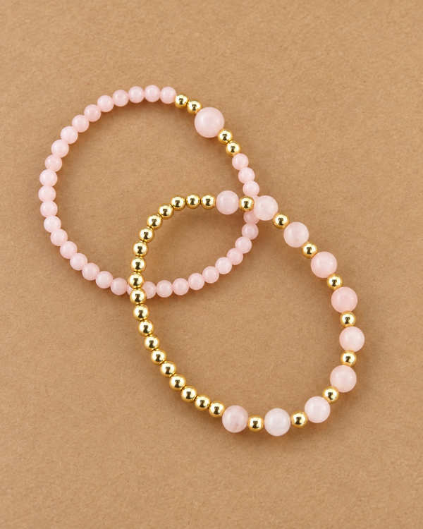 Armbandenset Rozenkwarts & Hematiet – set van 2