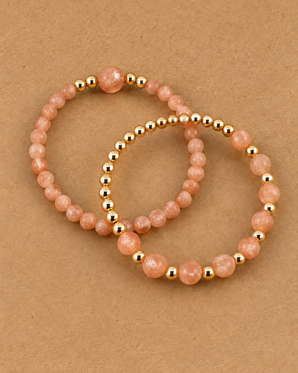 Armbandenset Zonnesteen & Hematiet – set van 2