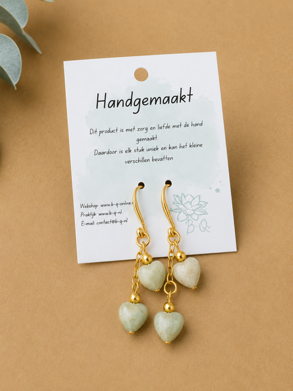 💚 Amazonite Hearts – Oorbellen