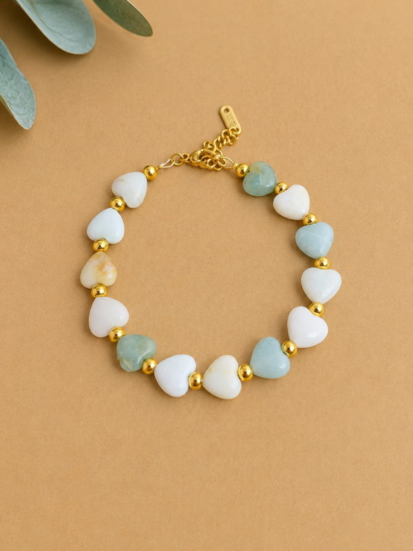 💚 Amazonite Hearts – Armband