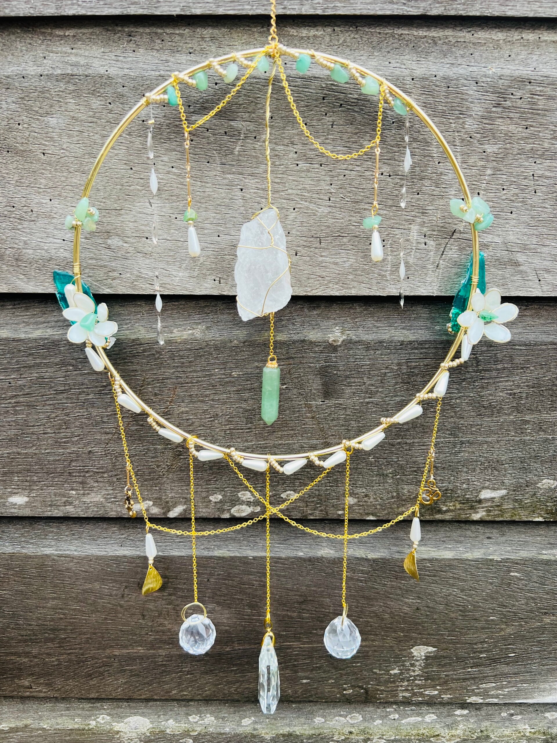 Suncatcher Bergkristal / groene aventurijn