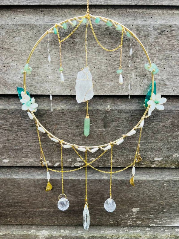 Suncatcher Bergkristal / groene aventurijn