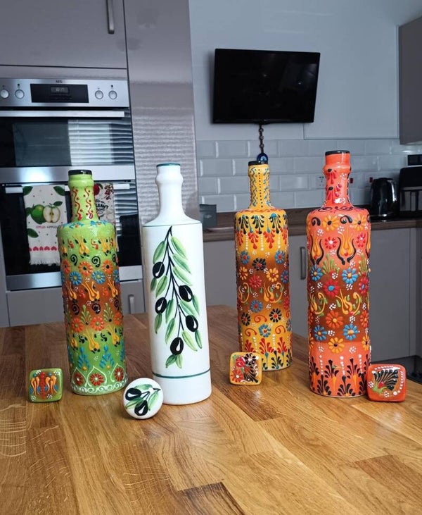 Handmade Ottoman 21oz Ceramic Olive Oil Dispenser in 3 colour options