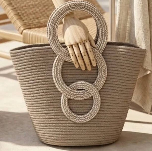 🤍 Handmade Turkish Natural Rope & Raffia-Style Beach Tote