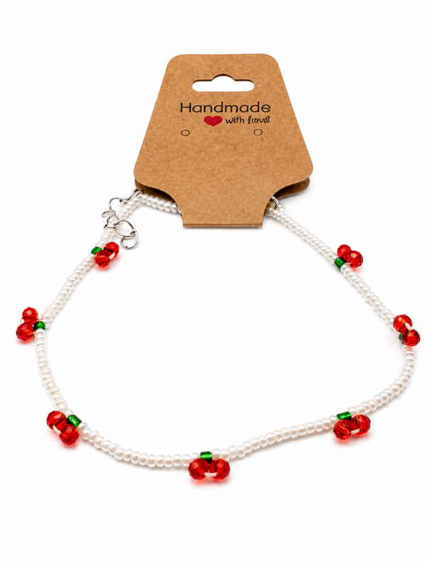 Handmade Turkish Cherry Beaded Anklet