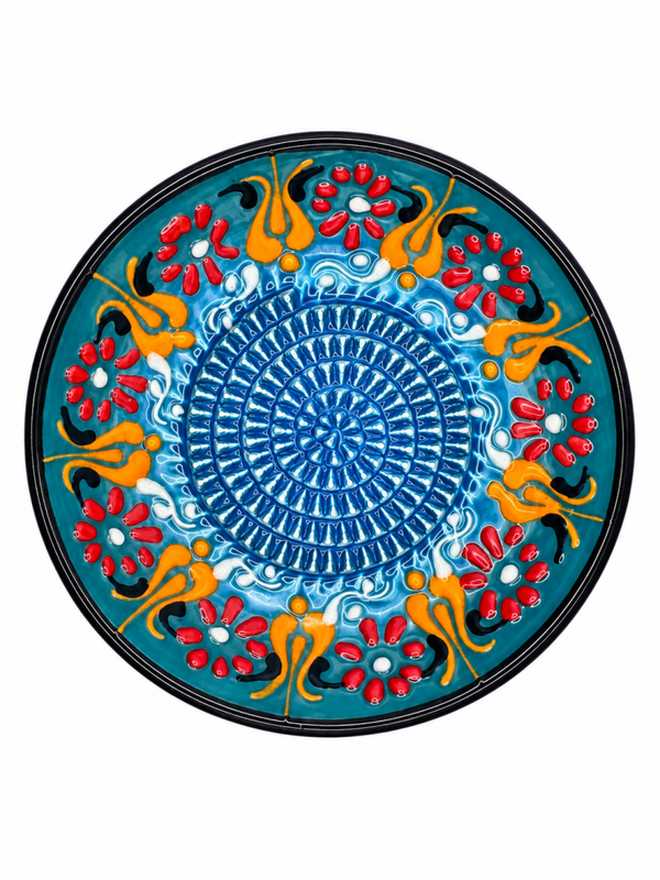 Handmade Turkish Ceramic Grater Dish – Turquoise Ottoman Floral