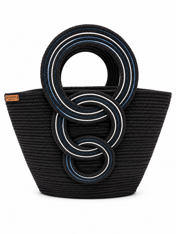 Black Statement Circle Handle Bag