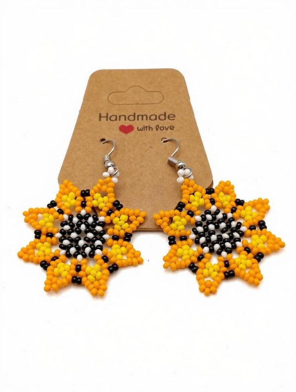 Handmade Sunburst Beaded Earrings