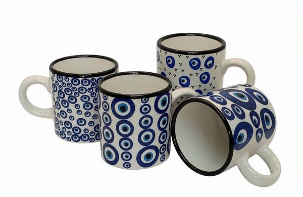 Nazer (Evil Eye) Handmade Turkish Espresso Cup Set – Set of 4