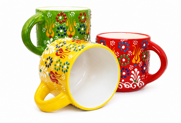 Handmade Chunky Turkish Ceramic Mug – Ottoman  Collection (12 oz) -3  colour options
