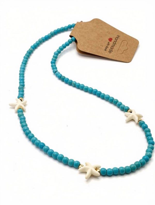 Handmade Turquoise Starfish Beaded Necklace