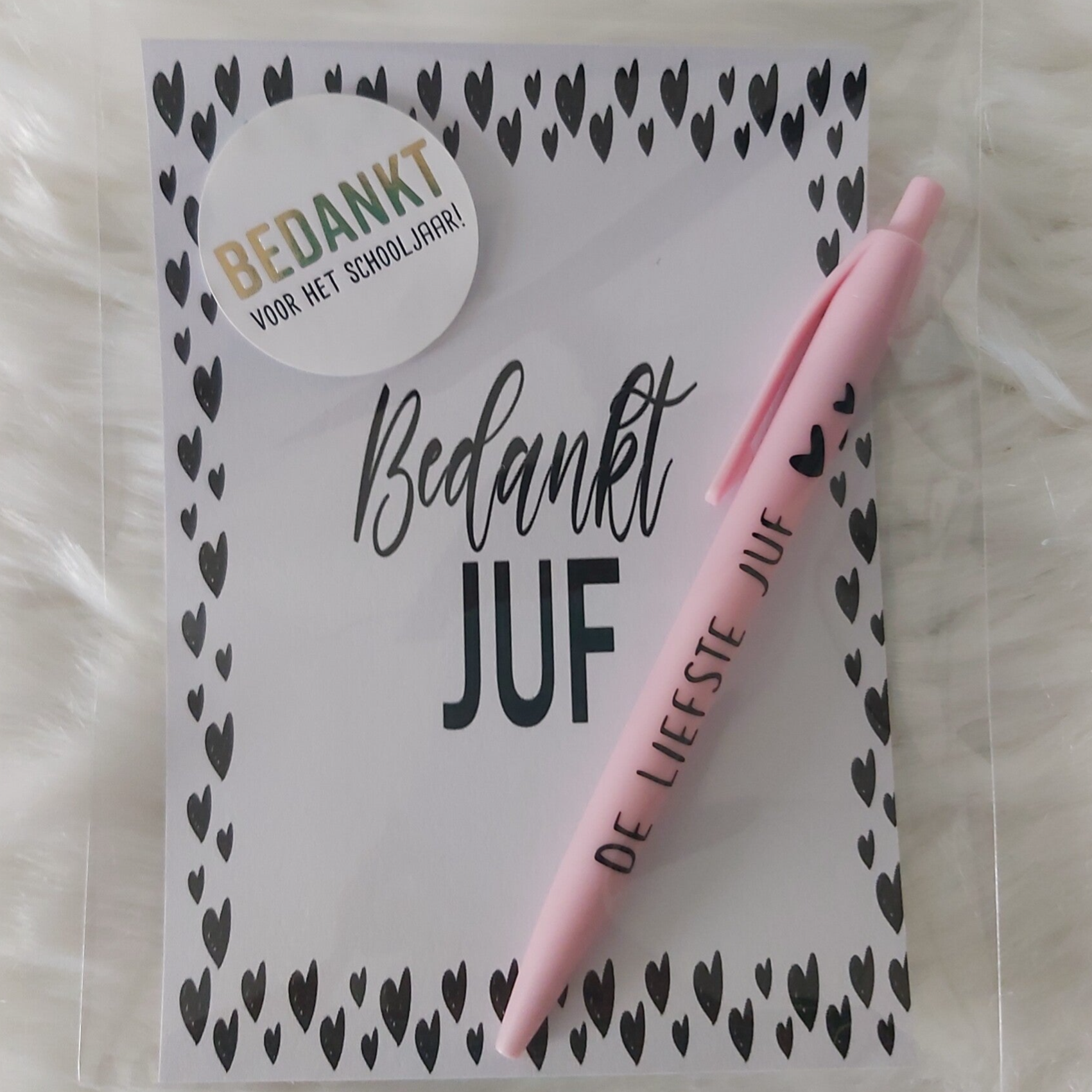 Pen met kaartje voor de juf