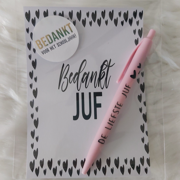 Pen met kaartje voor de juf