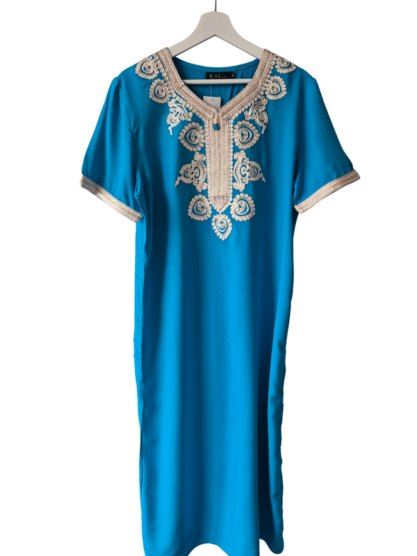 Marokkaanse huisjurk turquoise blauw