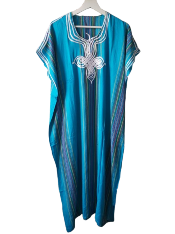 Marokkaanse huisjurk, blauw, strepen