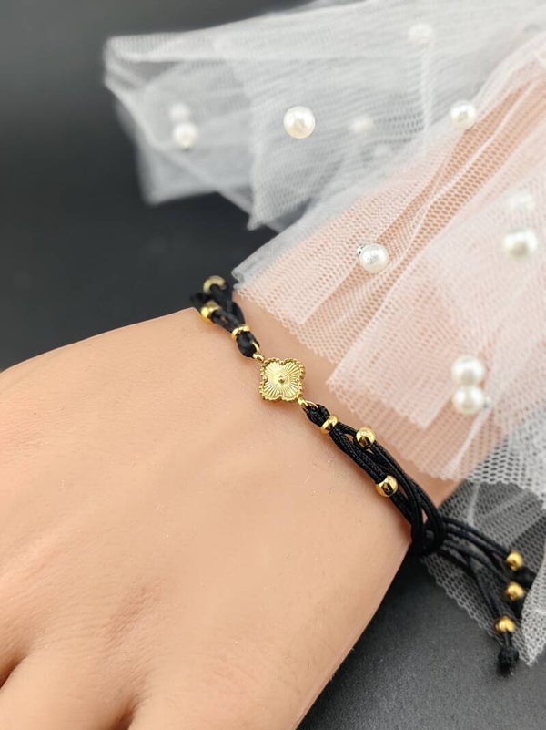 Gold Stainless Steel Bracelet Clover B014