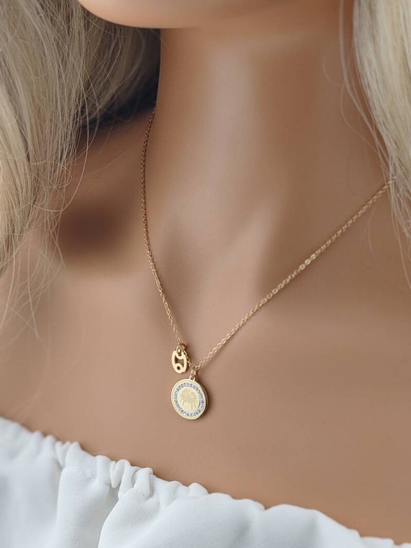 Gold Stainless Steel Necklace Cancer C009