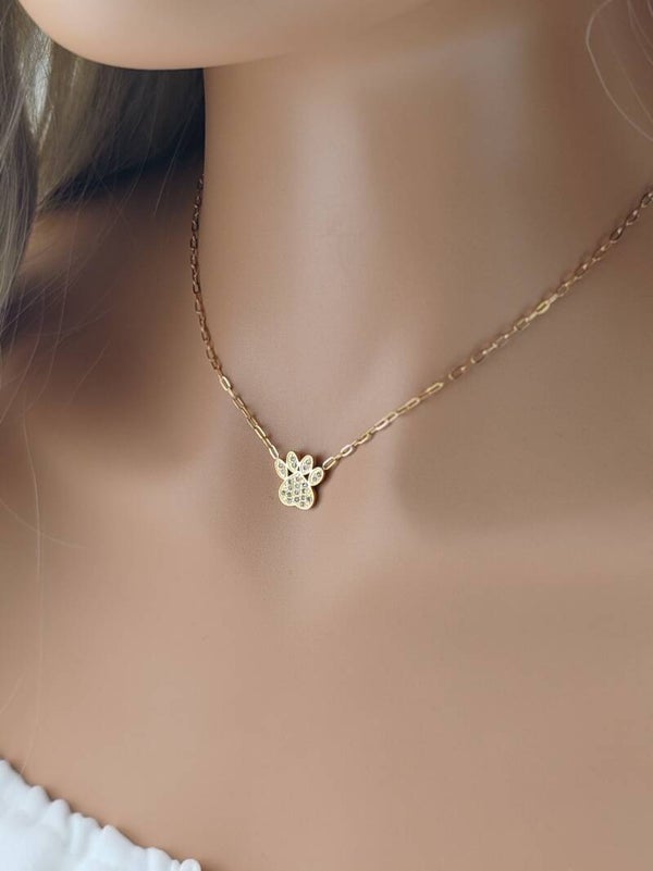 Gold Stainless Steel Necklace Paw C032