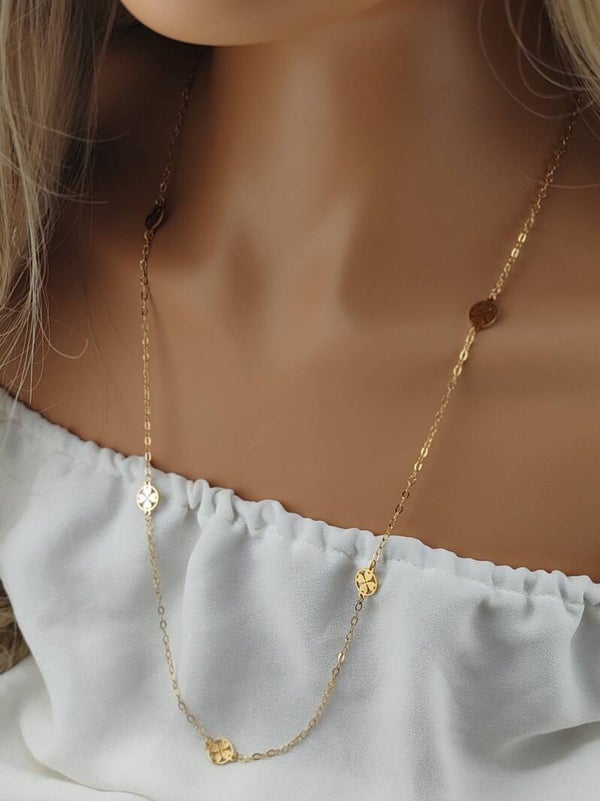 Gold Stainless Steel Necklace Clover C042