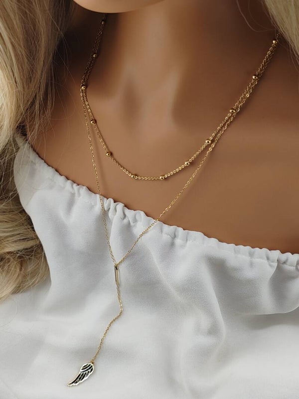 Gold Stainless Steel Necklace Wing C047