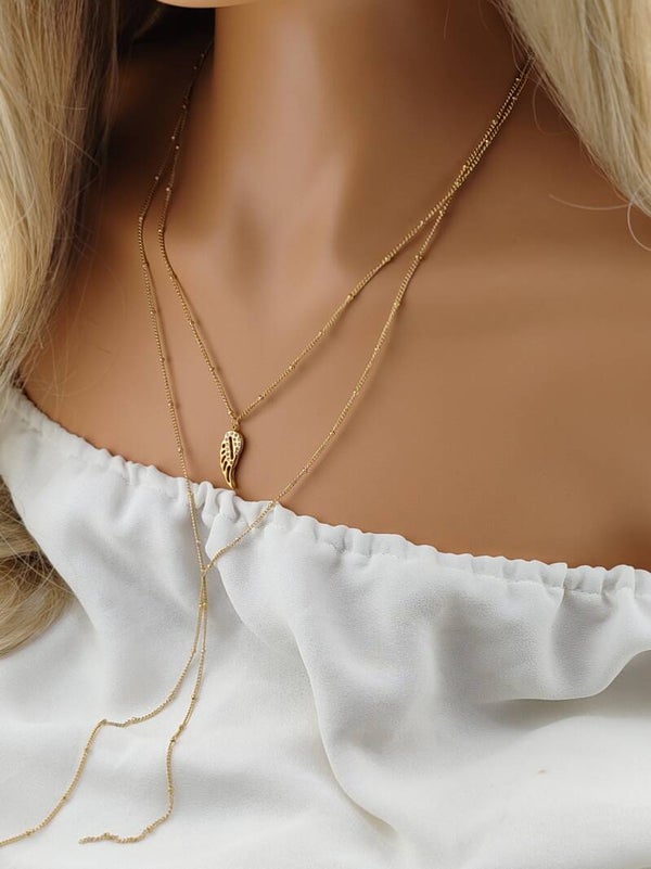 Gold Stainless Steel Necklace Wing C053