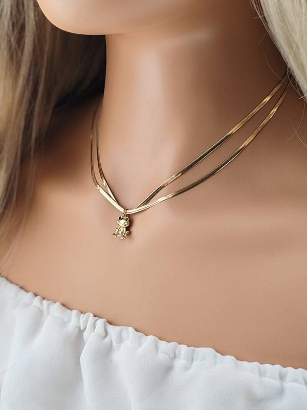 Gold Stainless Steel Necklace Frog C057