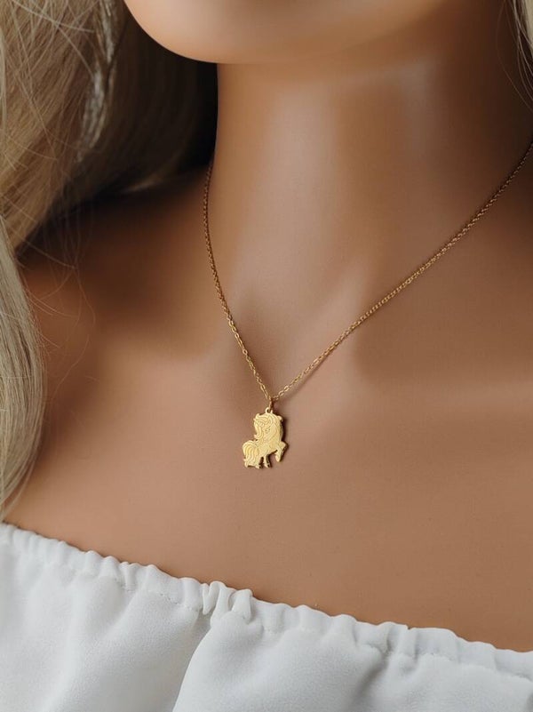 Gold Stainless Steel Necklace Unicorn C082