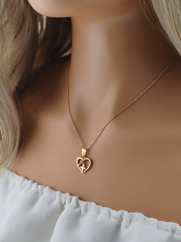 Gold Stainless Steel Necklace Heart C101