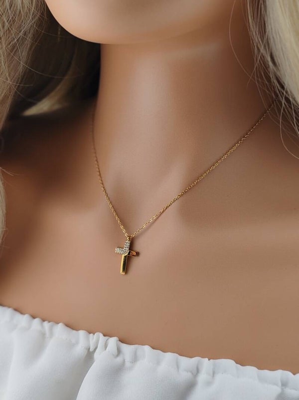 Gold Stainless Steel Necklace Cross C204