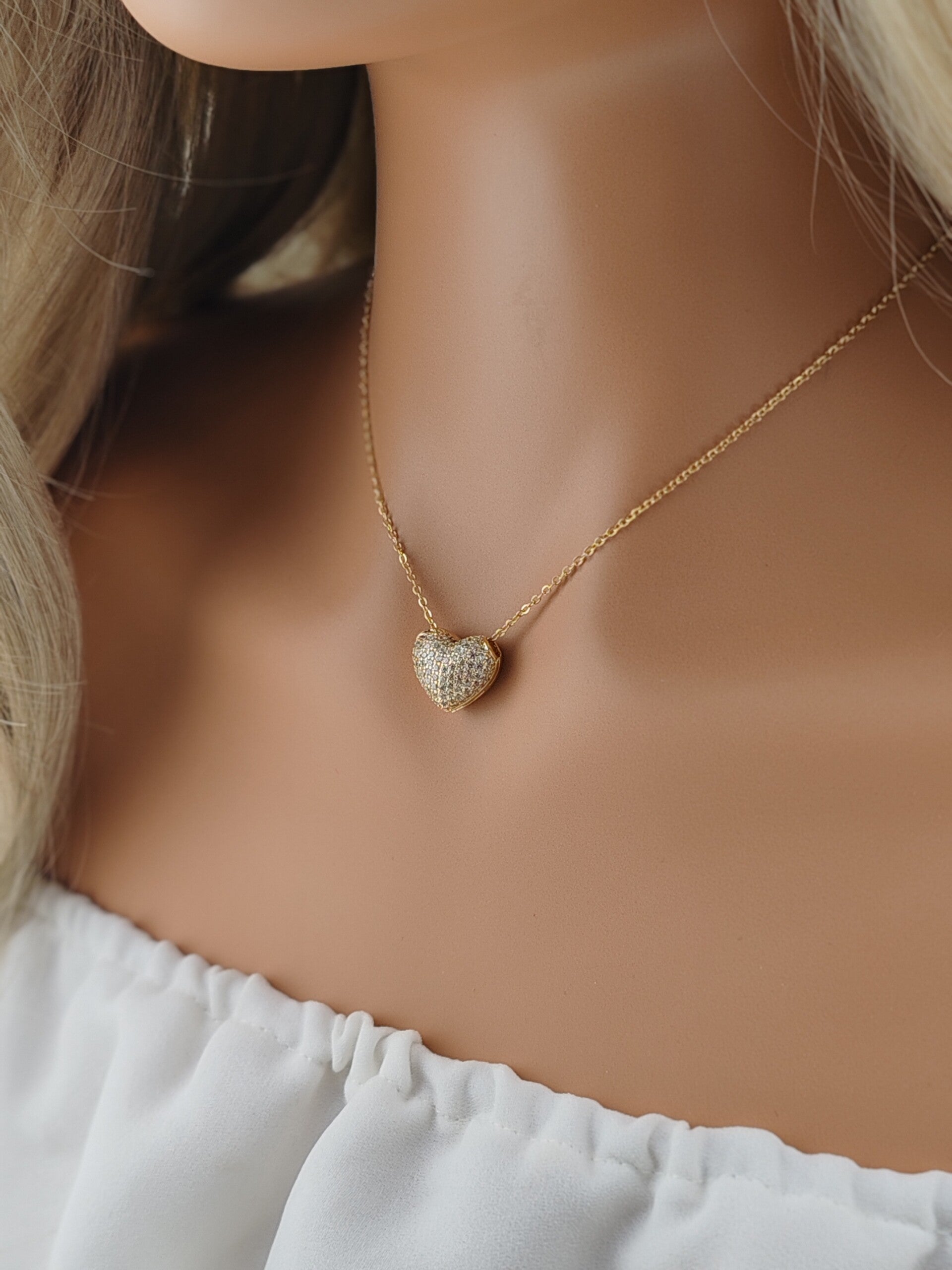 Gold Stainless Steel Necklace Heart C205