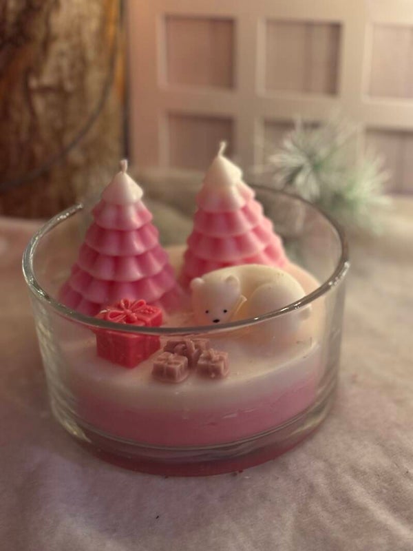 Pink Winter Wonderland – Handgemaakte Geurkaars ❄️💕
