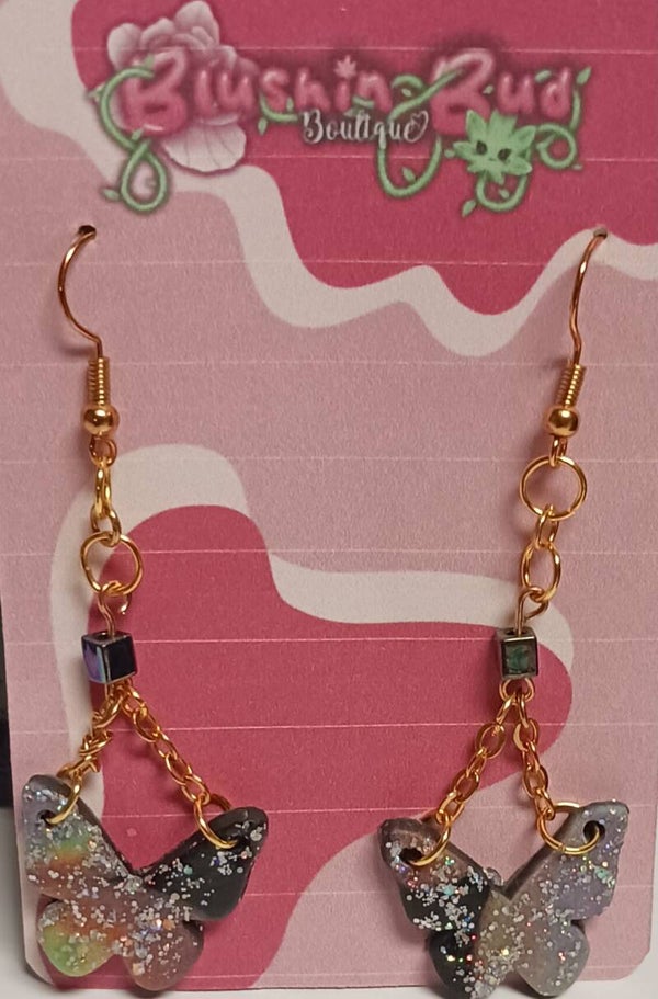 Sparkly Butterfly Dangle Drop Earrings