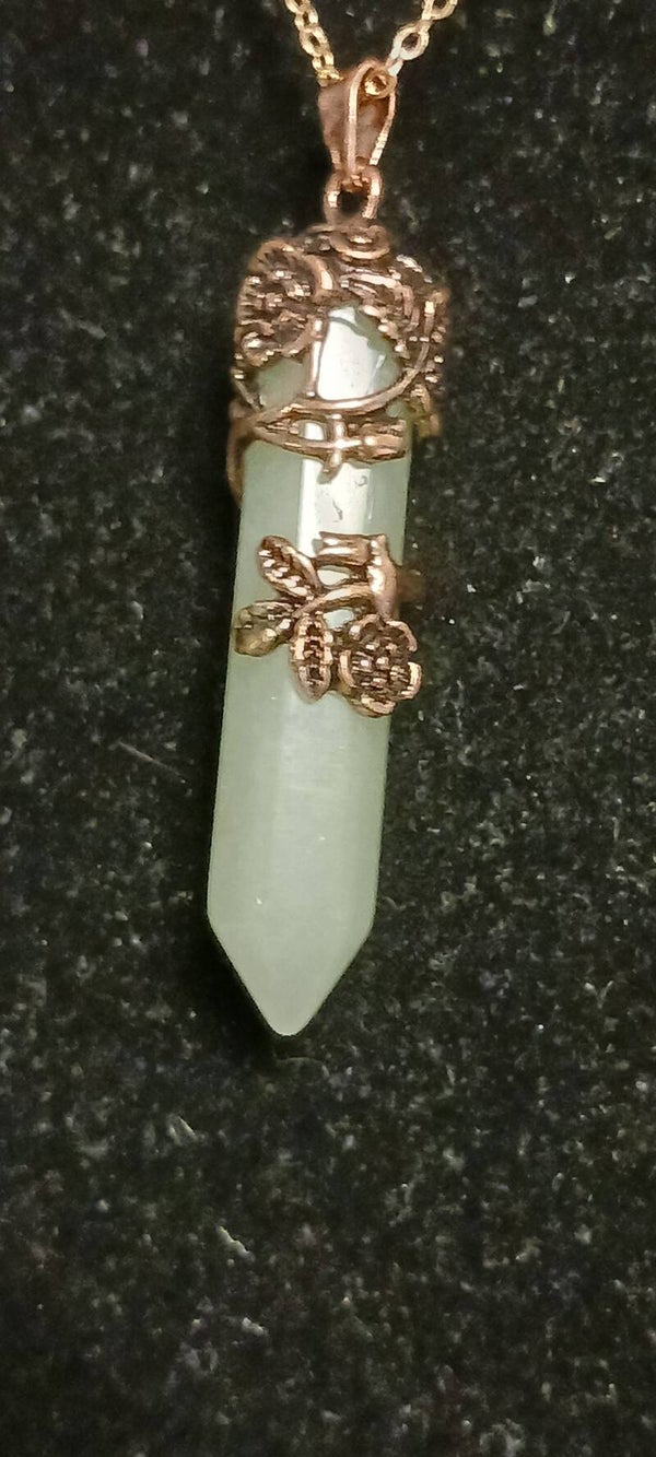 Aventurine Reiki Engraved Rose Gold Necklace