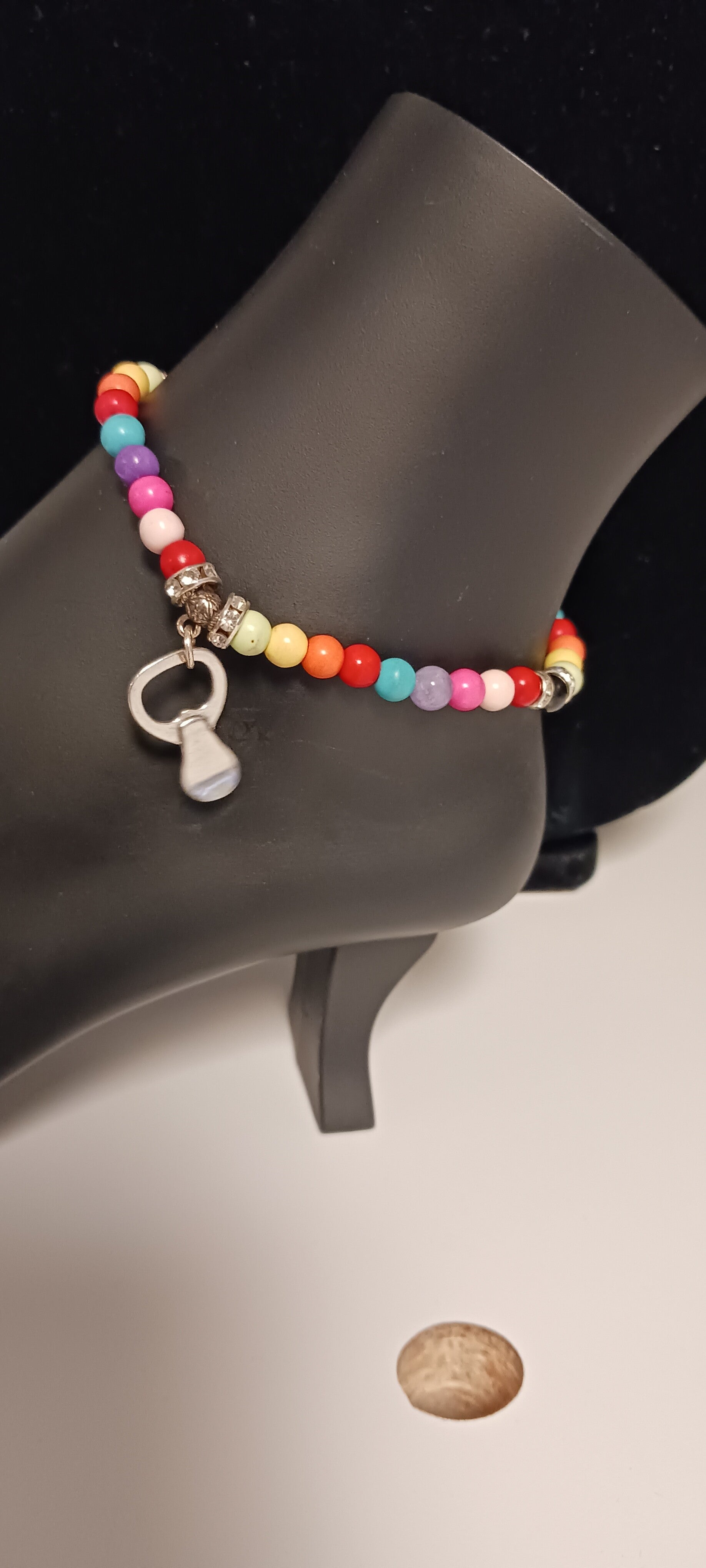 Beaded Rainbow Bottle Top Anklet