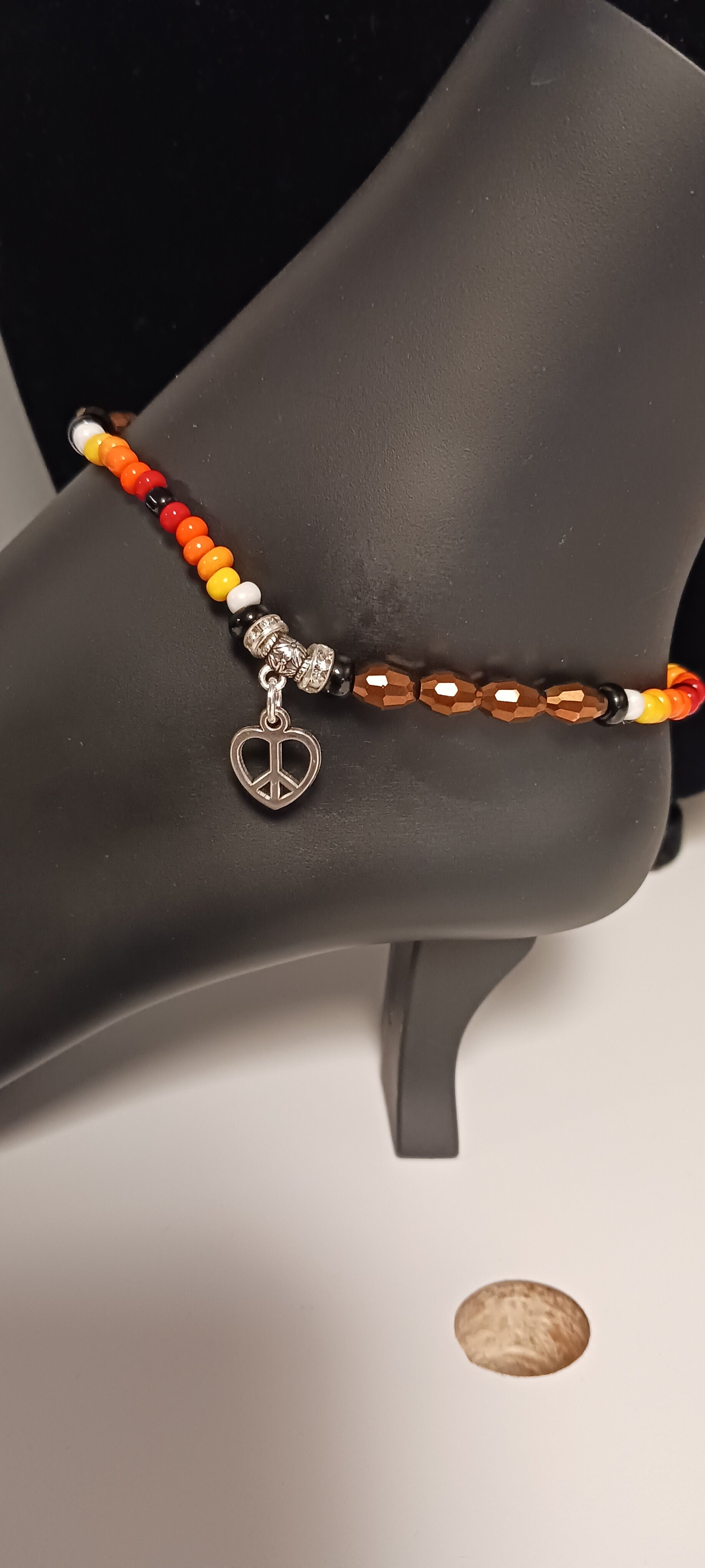 Beaded Sunset Peace Sign Anklet