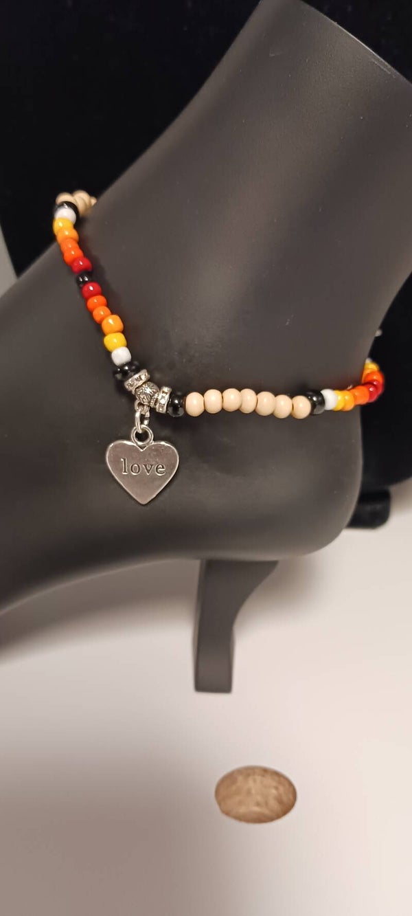 Beaded Sunset Love Heart Anklet
