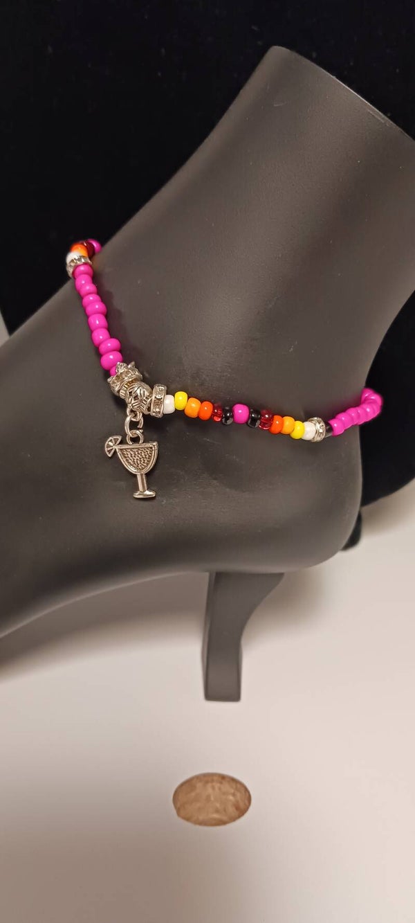 Pink Margarita Beaded Anklet